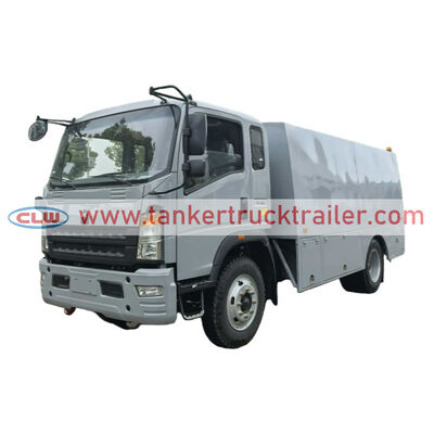 خرید کامیون تانکر سوخت سفارشی Sinotruk HOWO 4x2 6000 لیتری مربعی با دو پمپ بنزین تولید آنلاین